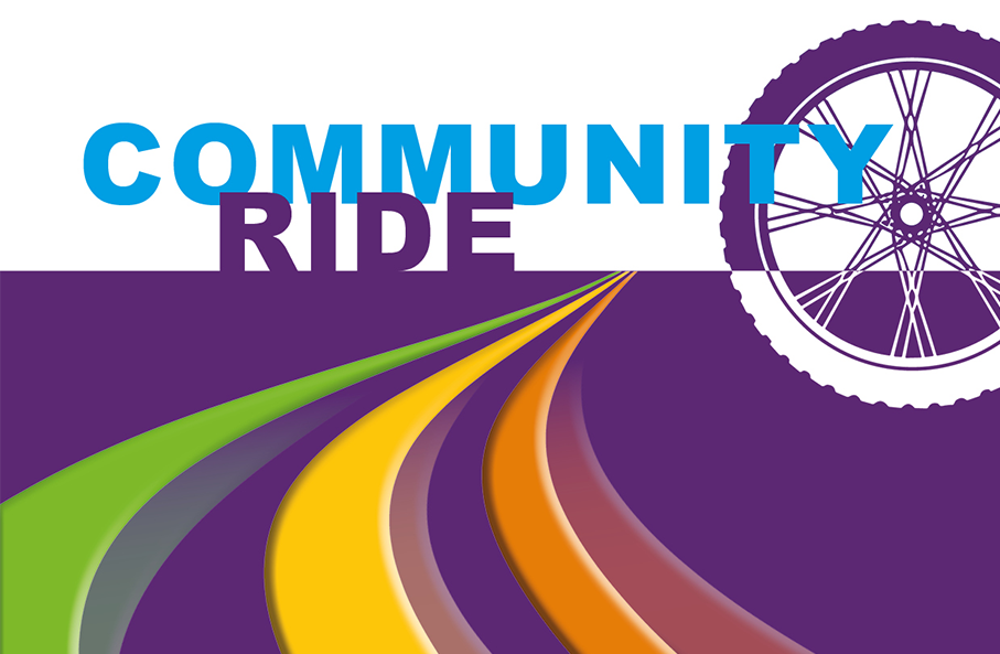 Grafik Community Ride mit Rad und geschwungenem Weg