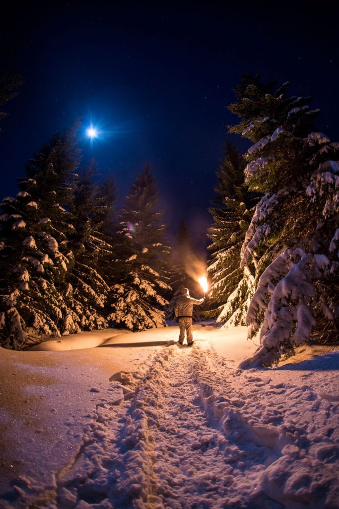 kleiner Fackelträger im Winterwald